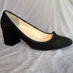 J CREW Evie Ballet Block Heel Black Suede Size 8